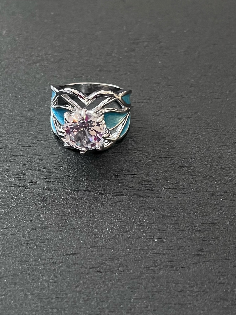 Turquoise Ring Native American Inspired Silver Tone Boho Fashion Jewelry